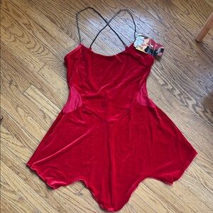 Deadstock Shirley of Hollywood, red velvet dress size L